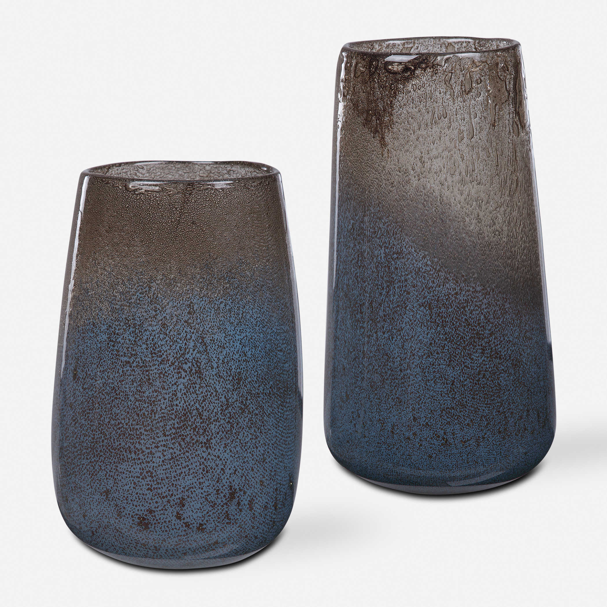 Uttermost Aura Smoke Gray and Ash Black 2-Piece Vase Set