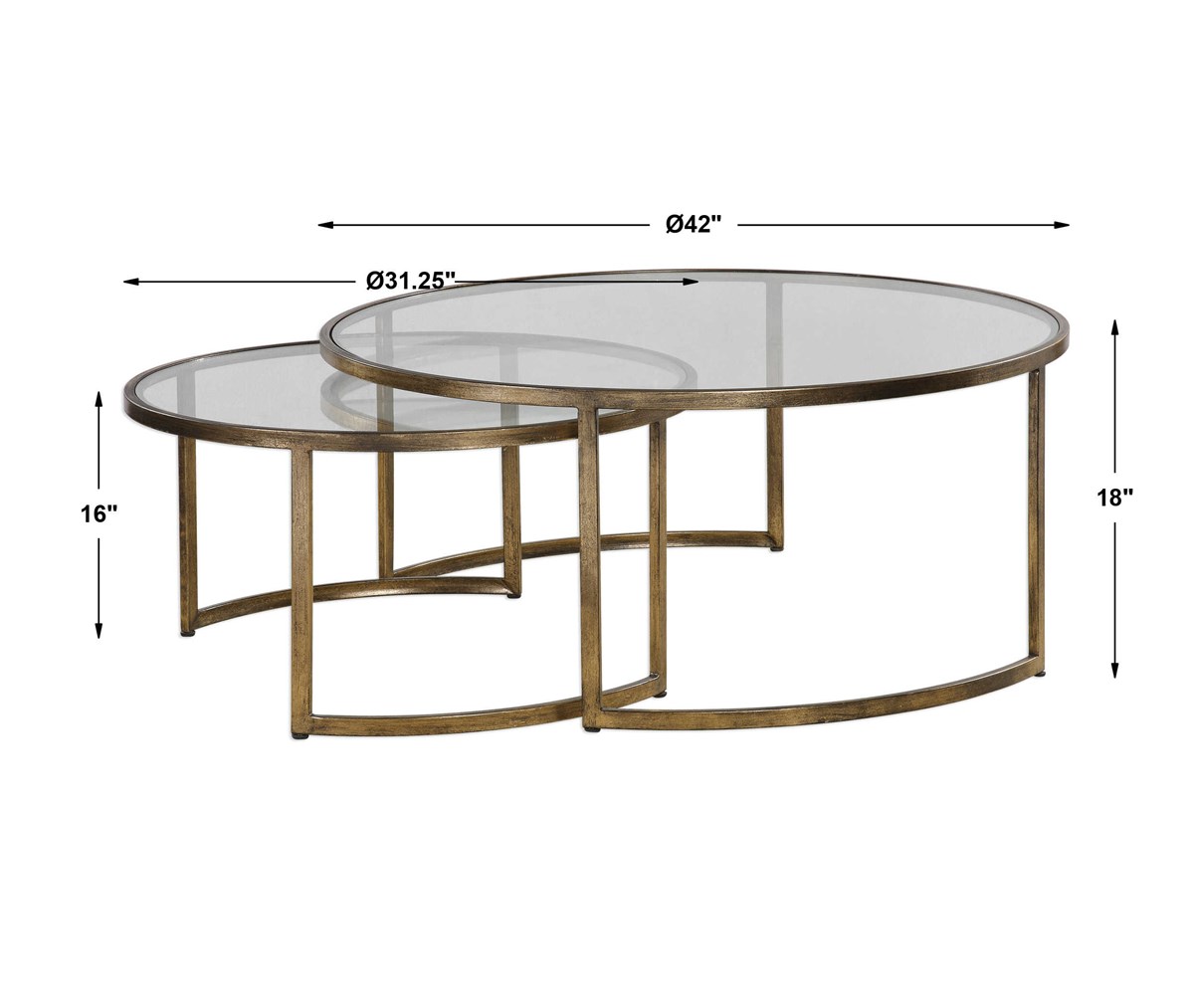 Rhea Nesting Coffee Tables, Gold, S/2 | Uttermost