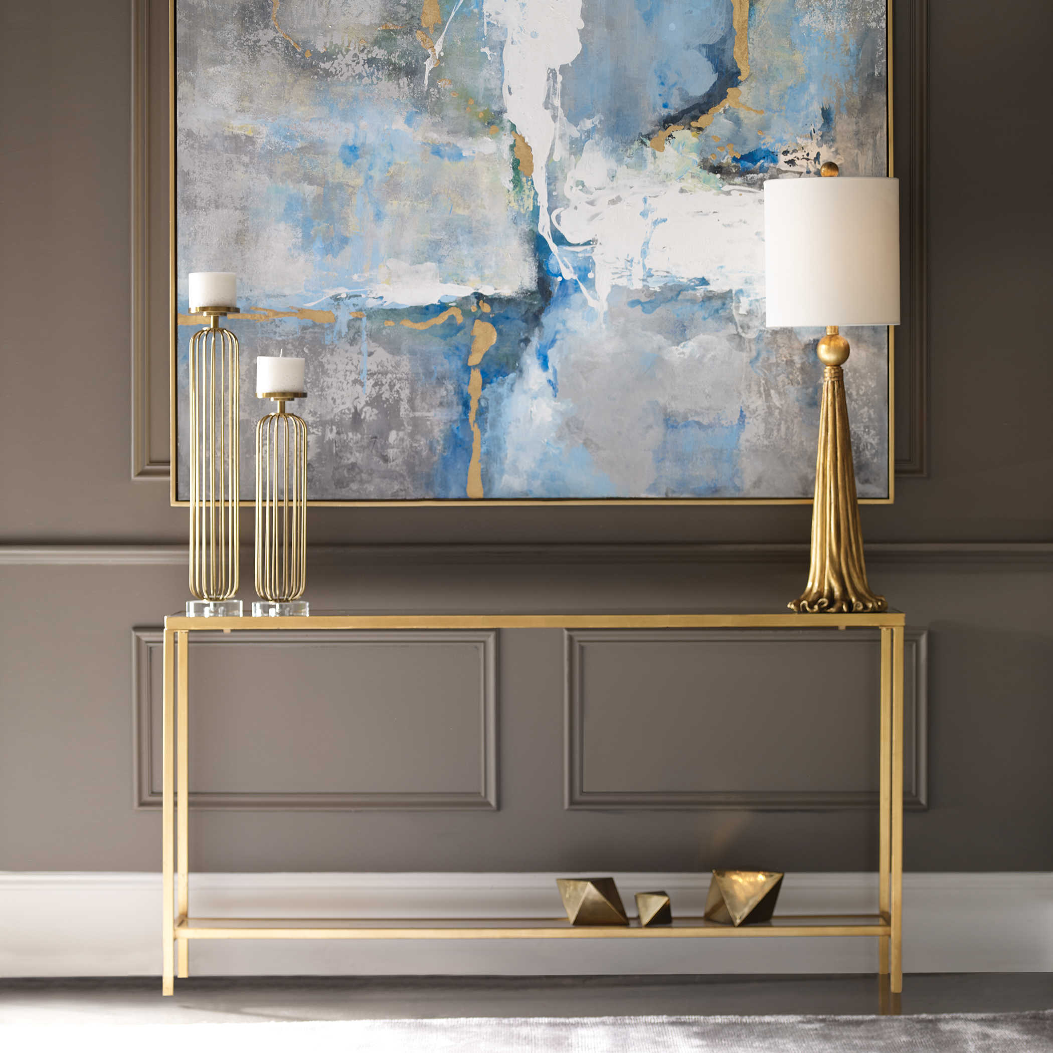 Hayley Console Table Uttermost, Alfie Console Table With Mirror Gold