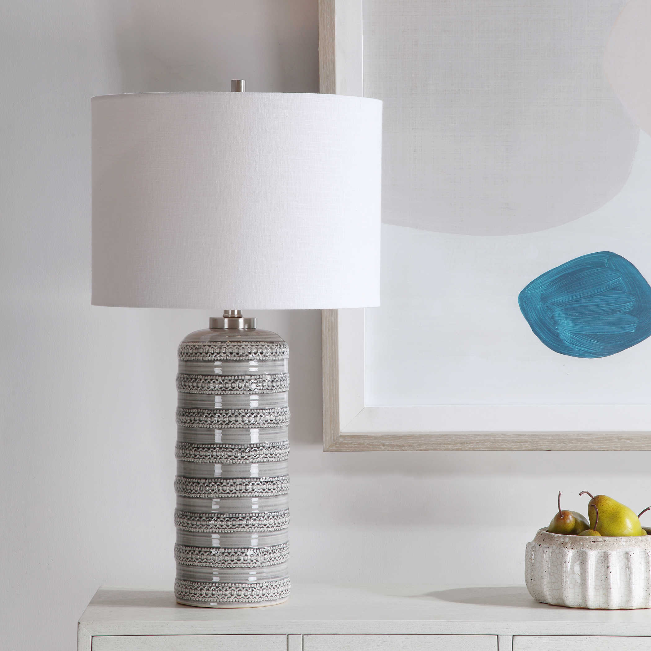 white glaze serenia ceramic table lamp