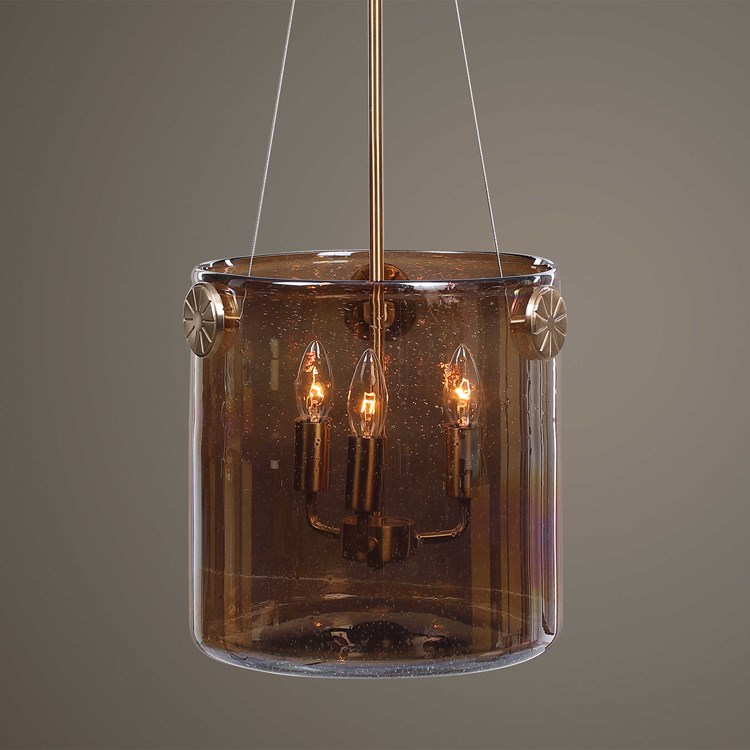 Golden Iridescent Pendant 3 Lt, Valera Glass Rods Table Lamp