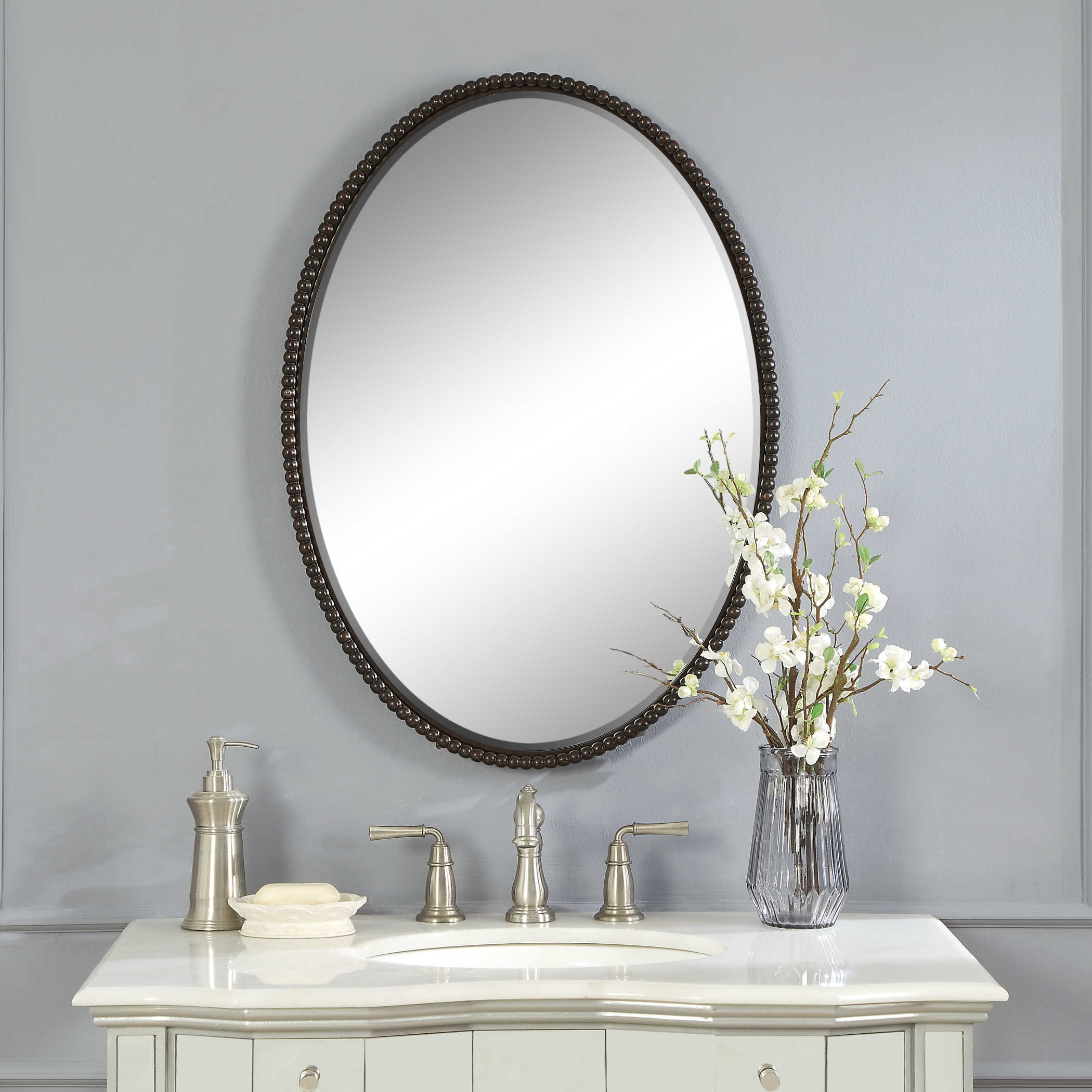 sherise oval mirror, bronze | uttermost