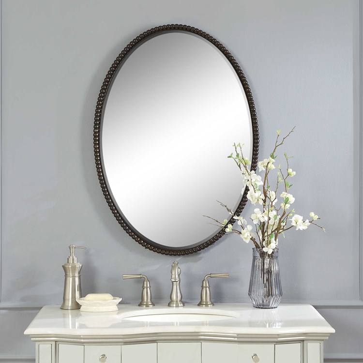 Sherise Oval Mirror Bronze Uttermost, Oil Rubbed Bronze Oval Bathroom Mirror