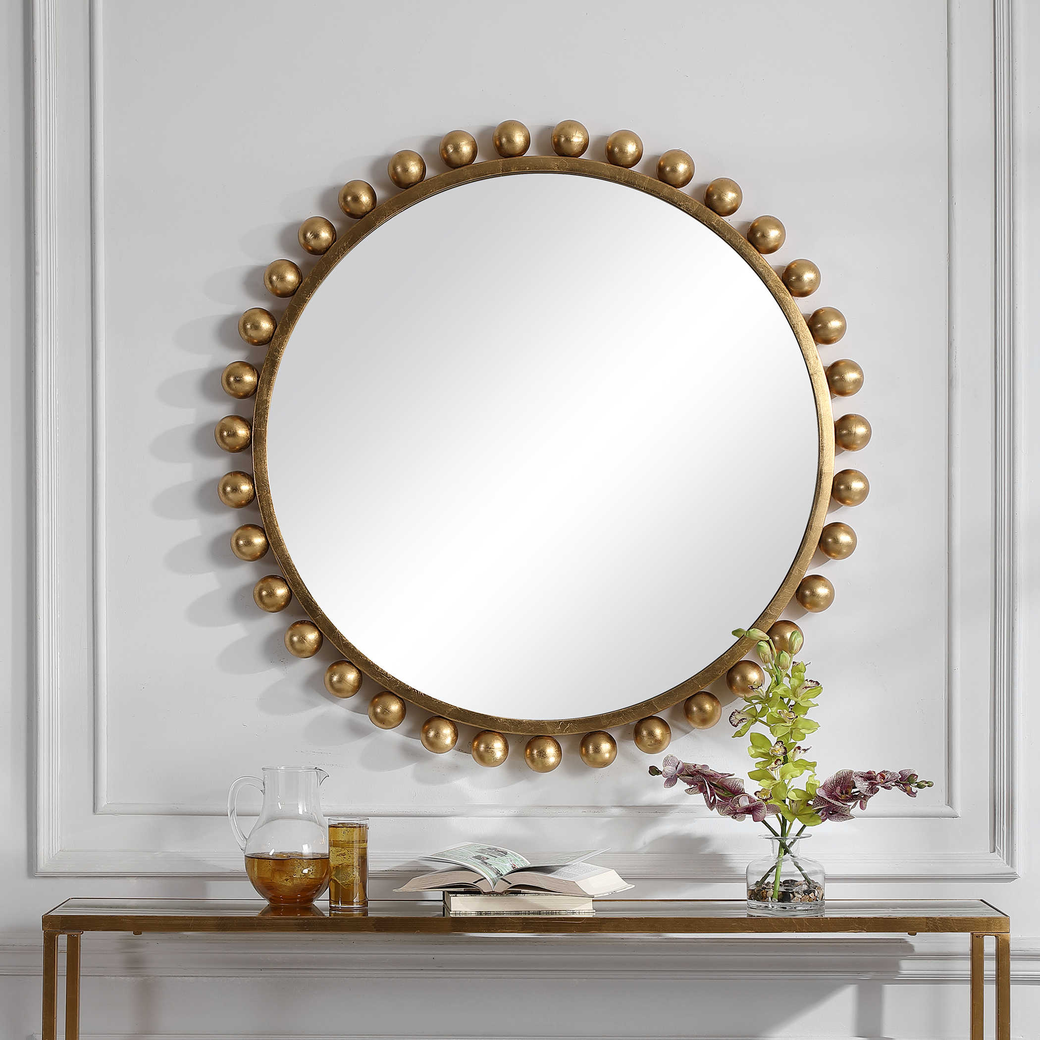 Cyra Round Mirror, Gold | Uttermost